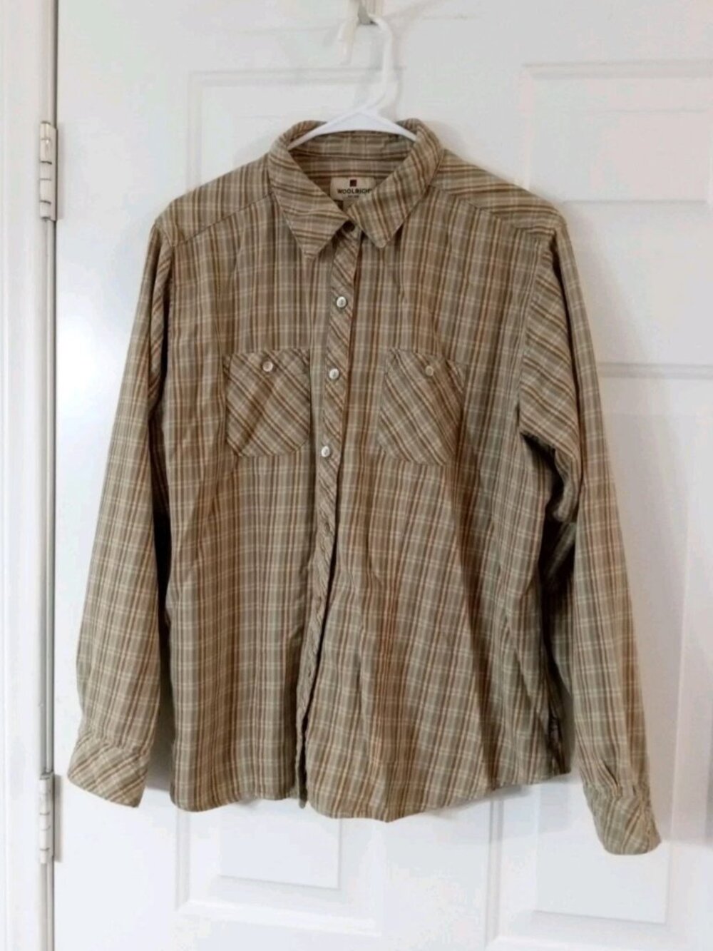 Vtg Woolrich Shirt Women's XL Multicolor Plaid Long Sleeve Cotton Button Up